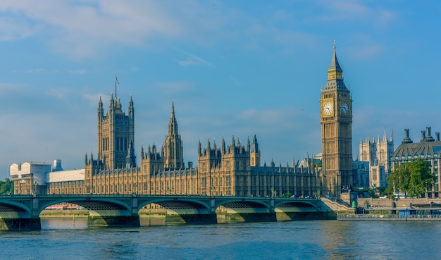 Westminster Abbey en de Big Ben en London City Skyline, Verenigd Koninkrijk