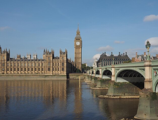 Westminster Bridge and Houses of Parliament in London