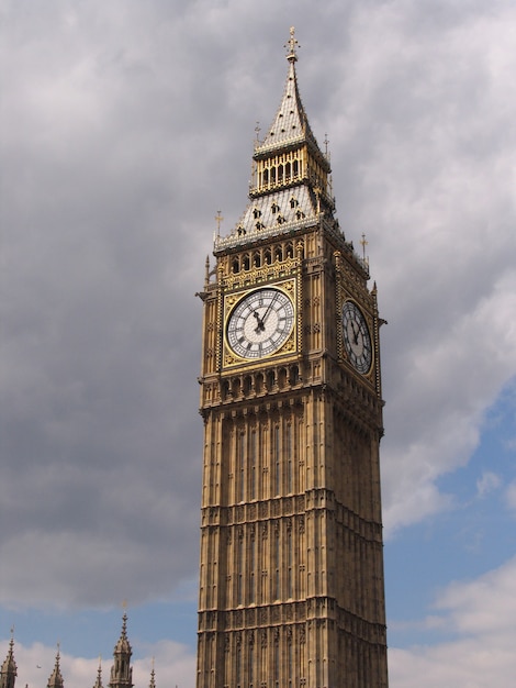 Westminster palace with the tower bell called Big Ben, in a sunny day.