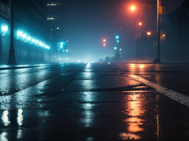 Premium AI Image | Wet Asphalt Reflection of Neon Lights A Searchlight ...