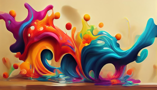 Wet colorful paint splashes as an abstract background