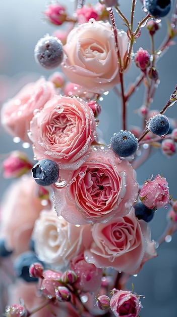 Wet Flowers Water drops on flowers Vertical Wallpaper