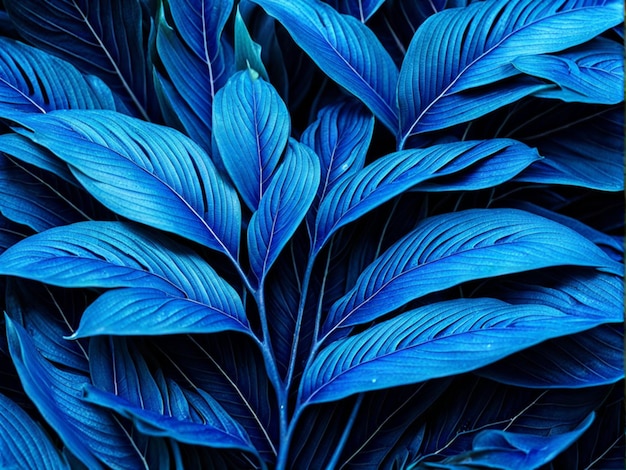 Wet Fresh tropical blue leaves texture background