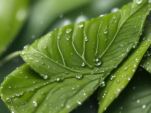 Wet green leaf