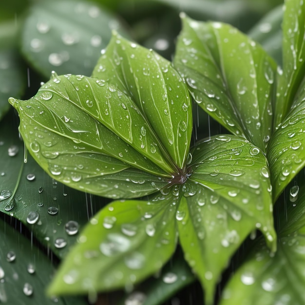 Wet green leaf