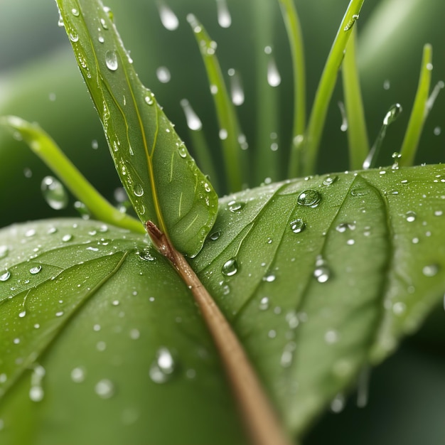 Wet green leaf