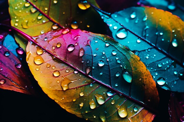 wet leaf with drops