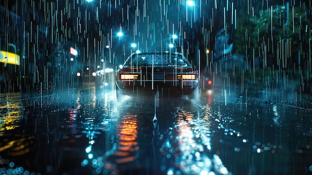 湿った雨の車