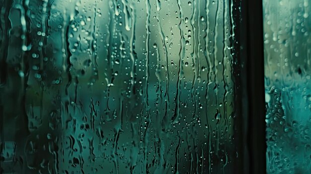 写真 窓から降る湿った雨