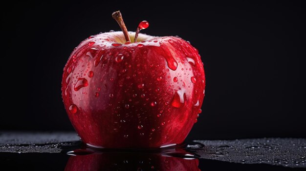 Wet red apple