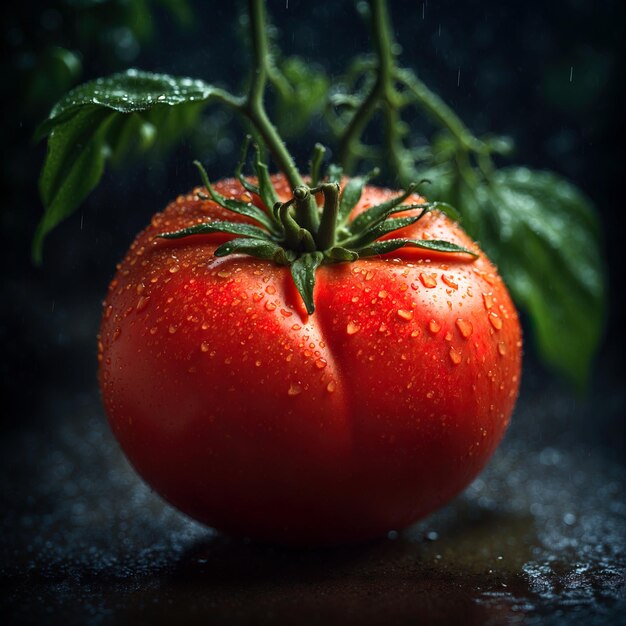 비가 오는 동안 은 익은 토마토 과일