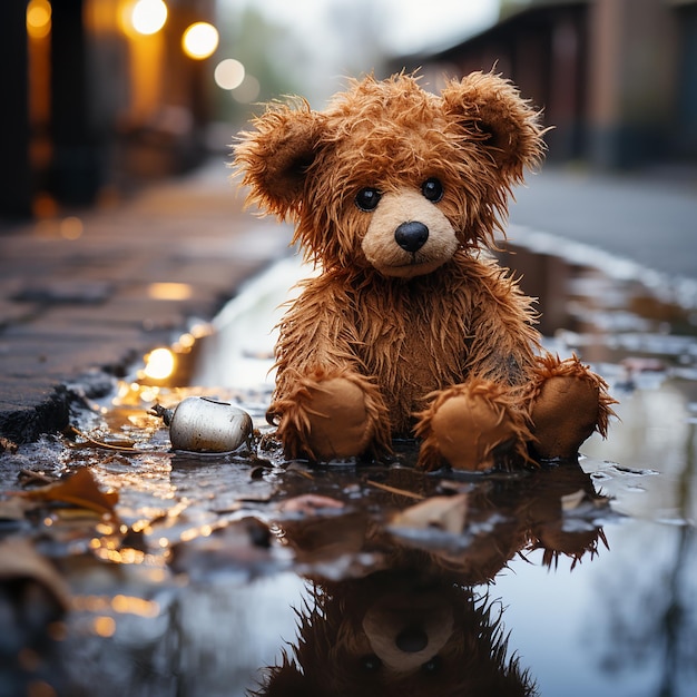 wet teddy bear