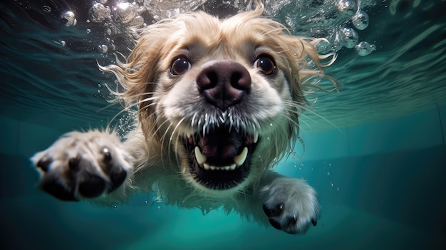 湿った水中犬