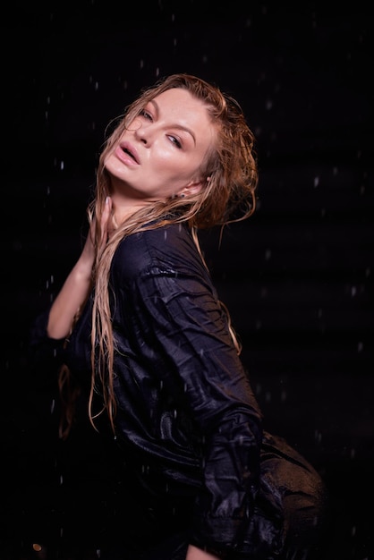 Wet woman face with water drop Moisturizing