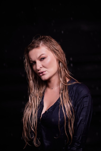 Wet woman face with water drop Moisturizing