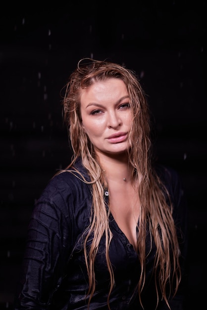 Wet woman face with water drop Moisturizing