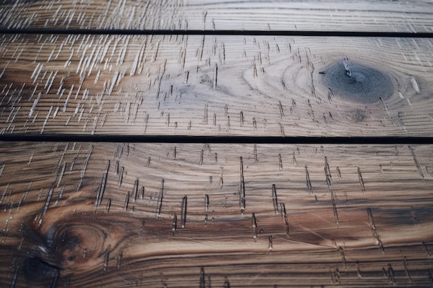 The wet wooden surface Wood table background with rain water droplets Generative AI illustration