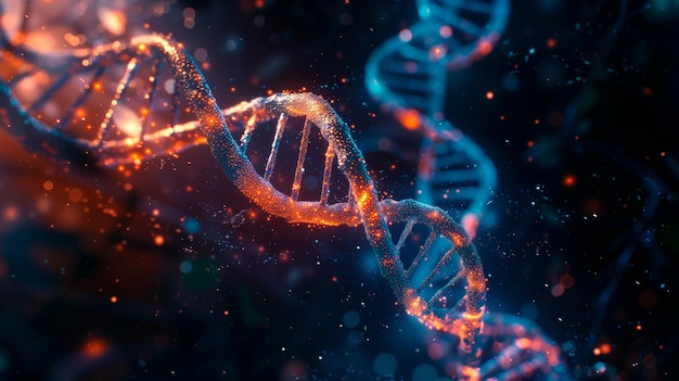 Wetenschap biotechnologie helix menselijke dna structuur water splash achtergrond generatieve ai