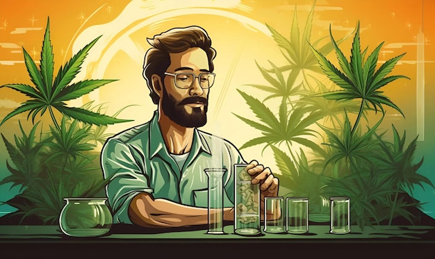 Wetenschap man cannabis voor onderzoek biologie