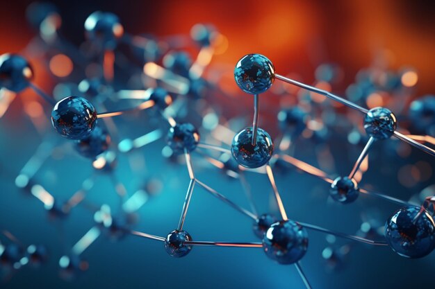 Foto wetenschap moleculaire structuur achtergrond met atoommolecule medisch concept