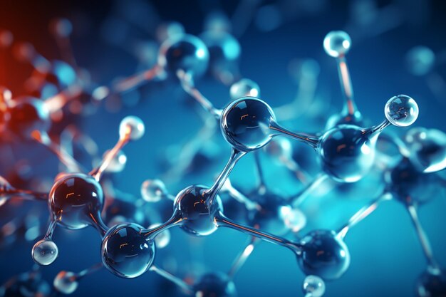 Foto wetenschap moleculaire structuur achtergrond met atoommolecule medisch concept