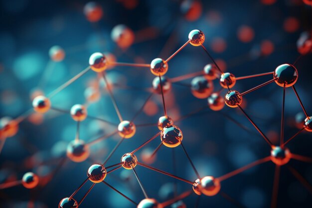 Foto wetenschap moleculaire structuur achtergrond met atoommolecule medisch concept