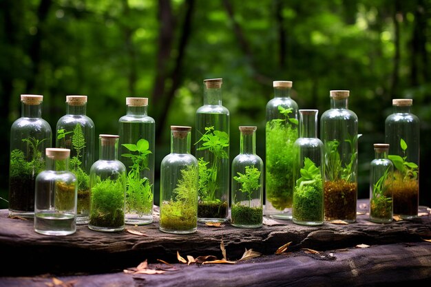 Foto wetenschappelijk experiment met planten in de open lucht