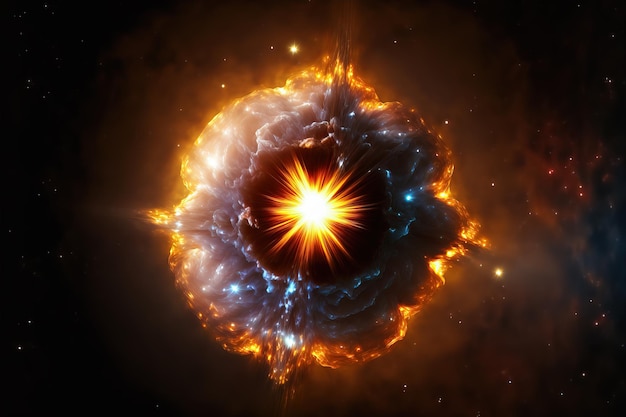 Foto wetenschappelijke astronomische achtergrond heldere quasar in de diepe ruimte generatieve ai