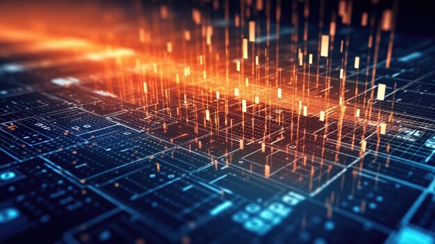 Wetenschappelijke technologiegegevens van binaire codetransmissie digitale gloeiende matrixachtergrond