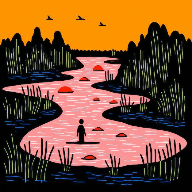 Wetland Illustration A Fauvism Art Style By Jean Jullien