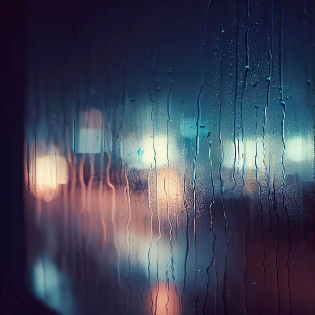 Photo wetwindow with the background of the night city