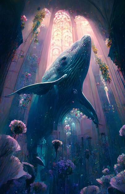 A whale in a castle