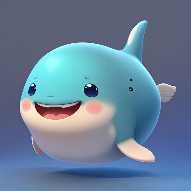 Whale cute animal fat baby conlorful and realistic 3d