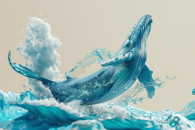 A whale is leaping out of the water creating a splash