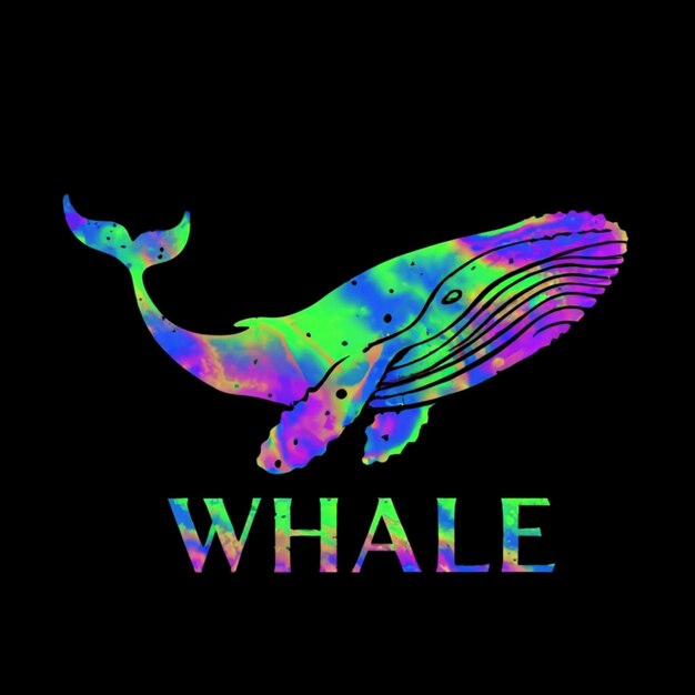 a whale is painted on a black background