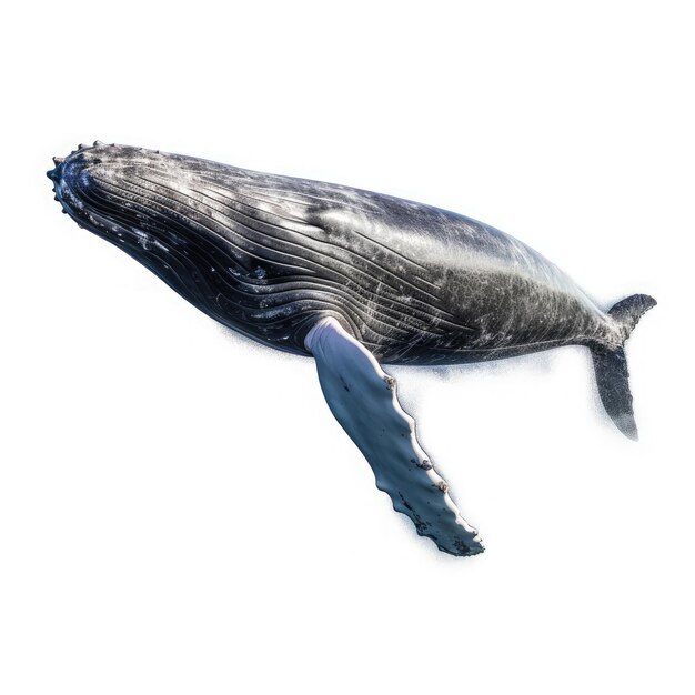 Foto balena isolata su sfondo bianco generativo ai