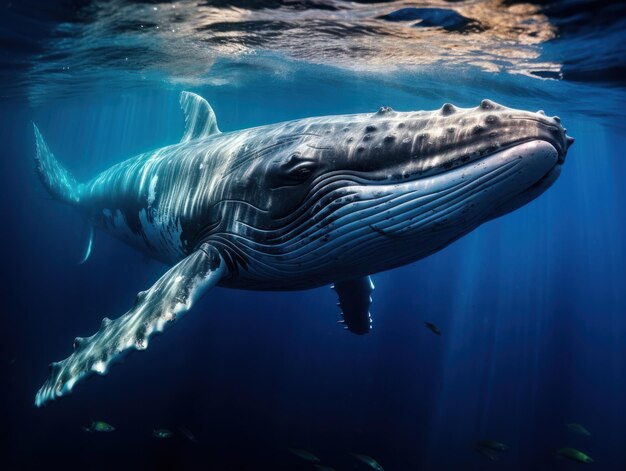 자연 서식지에서 고래 야생 동물 사진 생성 인공지능