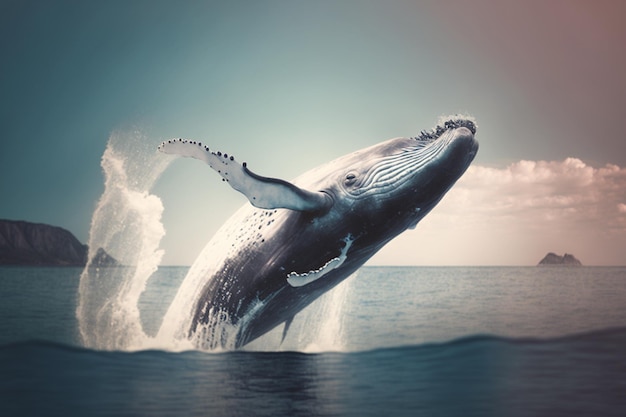 写真 クジラが海から飛び出す