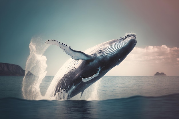 whale jumping out of the sea