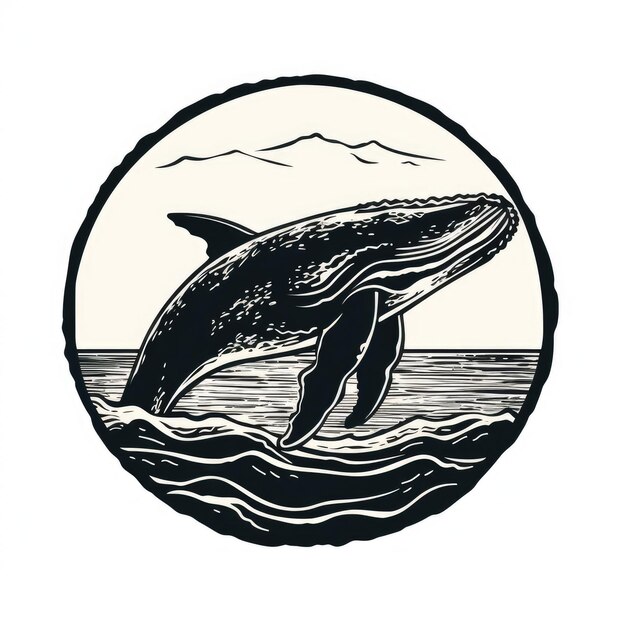 Whale logo black and white AI generated Image
