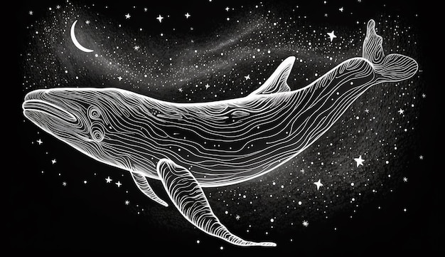 Photo a whale in the night sky