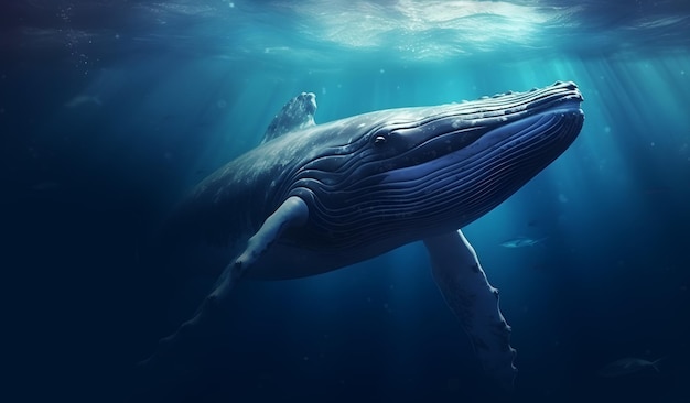 바다 속의 고래 생성 인공 지능