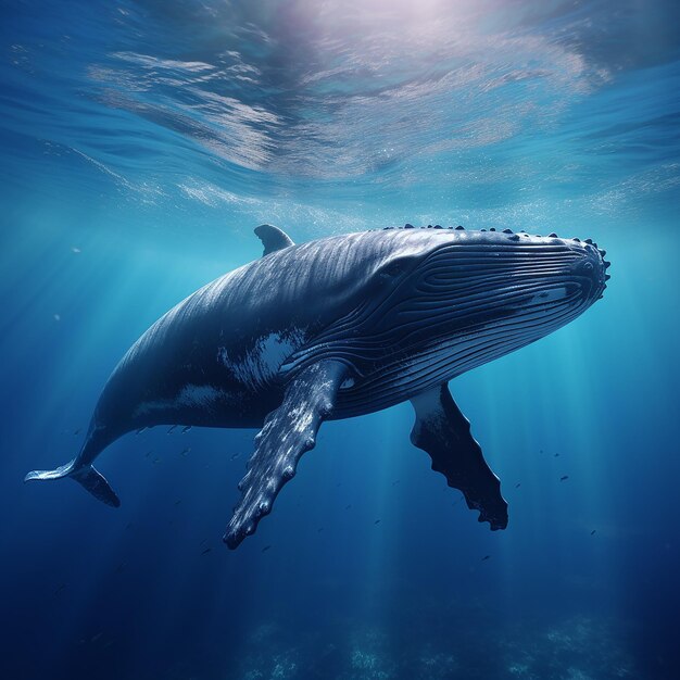 Foto una balena in mare