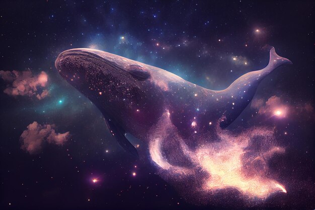 Photo whale in spacegenerative ai