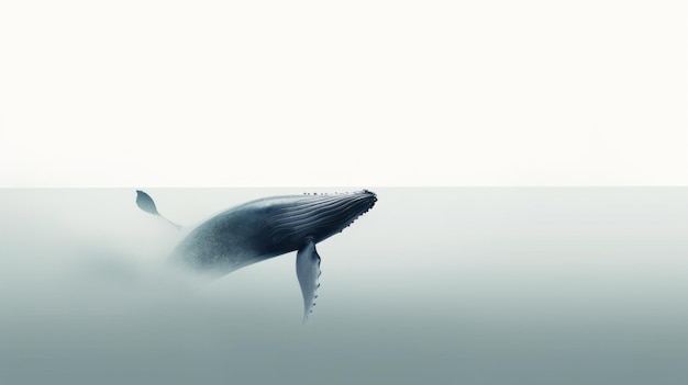 A whale in the water with a white background