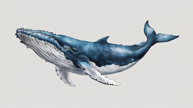 Whale on white background