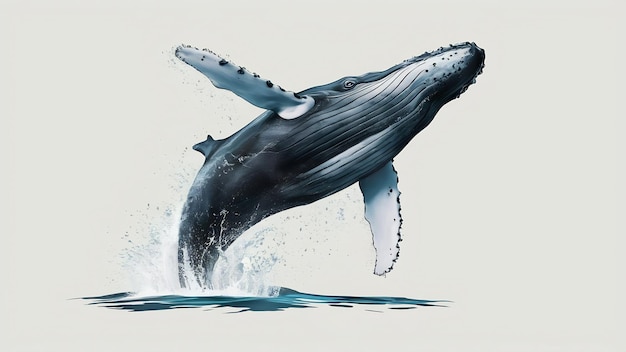 Whale on white background