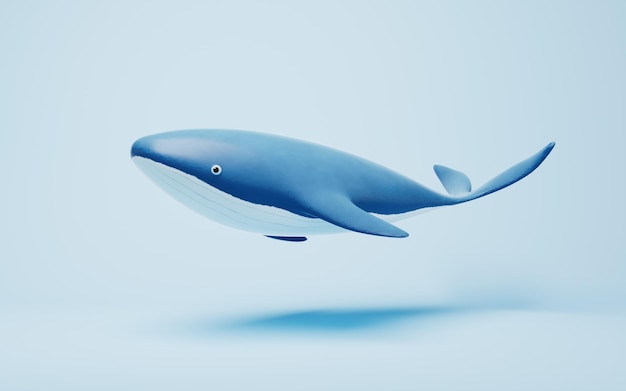 Whale with cartoon style 3d rendering