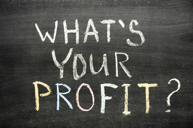 What's your profit question handwritten on school blackboard