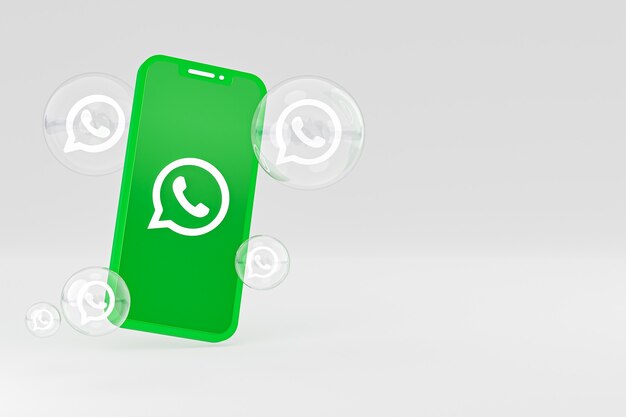 화면 스마트폰 또는 휴대 전화의 Whatapps 아이콘 회색 배경에 3d 렌더링